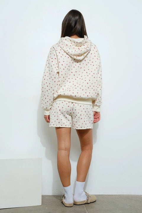 Cherry Bow Print Sweat Shorts-Shorts-Pretty Garbage-S-Ivory-Urbanheer