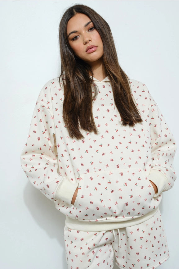 Cherry Bow Print Sweatshirt-Sweatshirt-Pretty Garbage-S-Ivory-Urbanheer