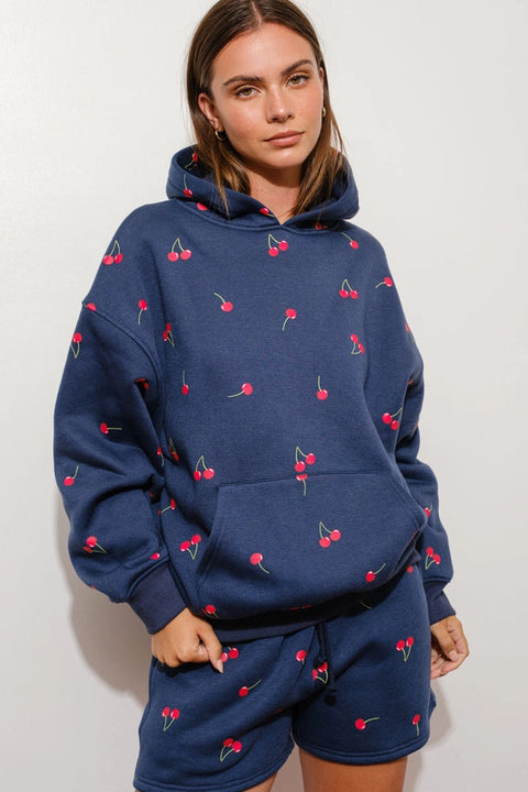 Cherry Hoodie Sweatshirt-Sweartshirt-Pretty Garbage-S-NAVY-Urbanheer
