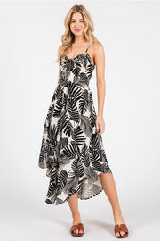 Chest Ruched Round Hemming Midi Dress Ivory/ Black-Dress-Final Touch-S-Ivory/ Black-Urbanheer