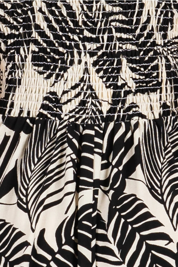 Chest Ruched Round Hemming Midi Dress Ivory/ Black-Dress-Final Touch-S-Ivory/ Black-Urbanheer