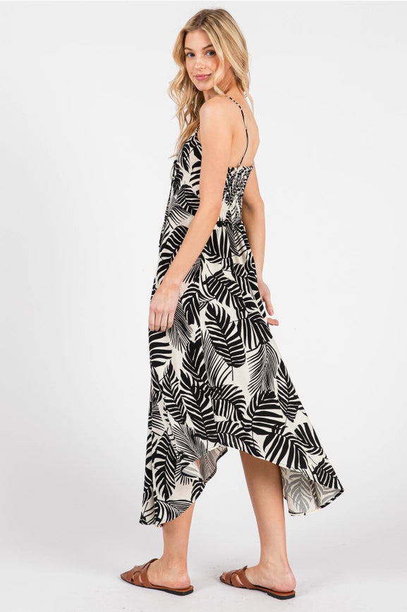 Chest Ruched Round Hemming Midi Dress Ivory/ Black-Dress-Final Touch-S-Ivory/ Black-Urbanheer