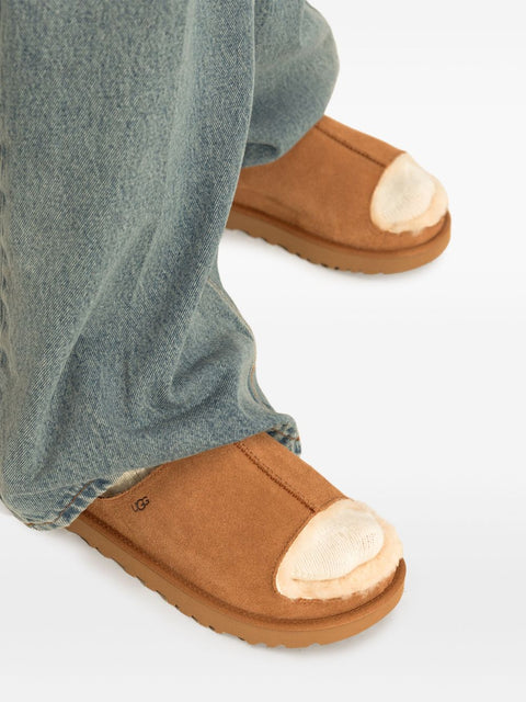 Chestnut Shearling Lined Comfort Slides for Everyday Wear