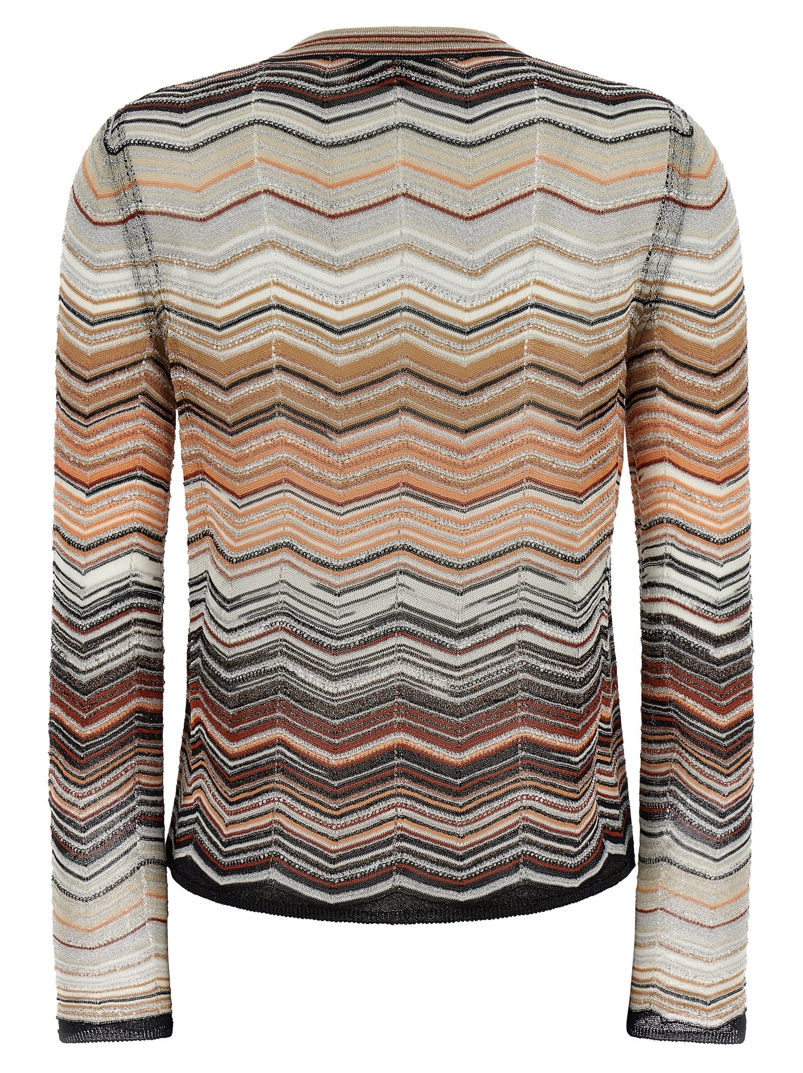 Chevron Lamé Viscose Sequin Cardigan