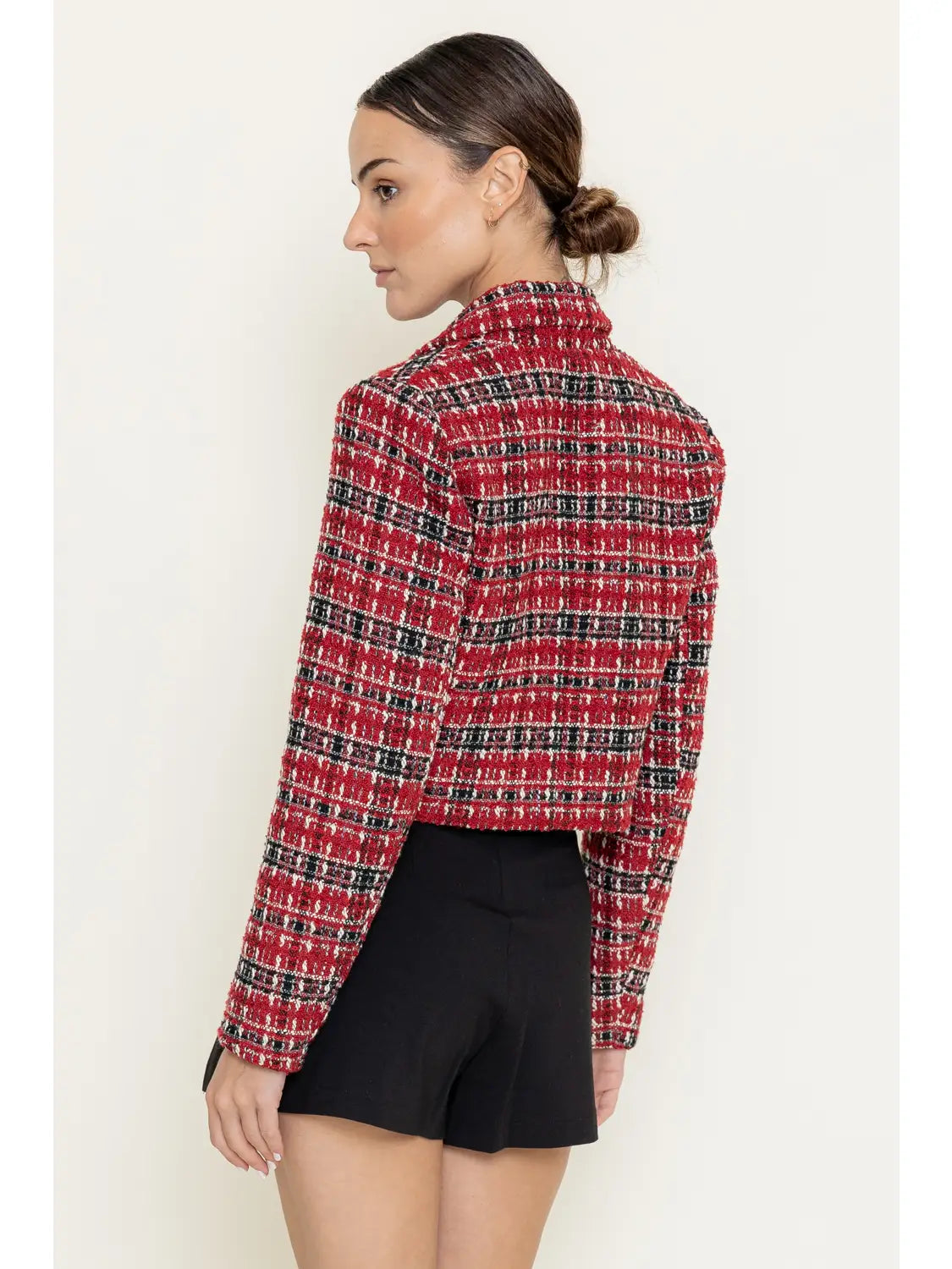 Chic Classy Timeless Tweed Plaid Cropped JACKET