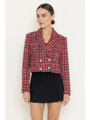 Chic Classy Timeless Tweed Plaid Cropped JACKET