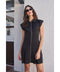 Chic Mini Dress with Front Zipper and Pleated Hem BLACK-Dress-idem ditto-S-BLACK-Urbanheer
