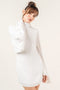 Chic Mock Neck Dramatic Flared Sleeve Mini DRESS-Dress-Fore Collection-White-S-Urbanheer