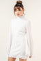 Chic Mock Neck Dramatic Flared Sleeve Mini DRESS-Dress-Fore Collection-White-S-Urbanheer