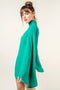 Chic Mock Neck Dramatic Flared Sleeve Mini Dress Kelly Green-Dress-Fore Collection-S-KELLY GREEN-Urbanheer
