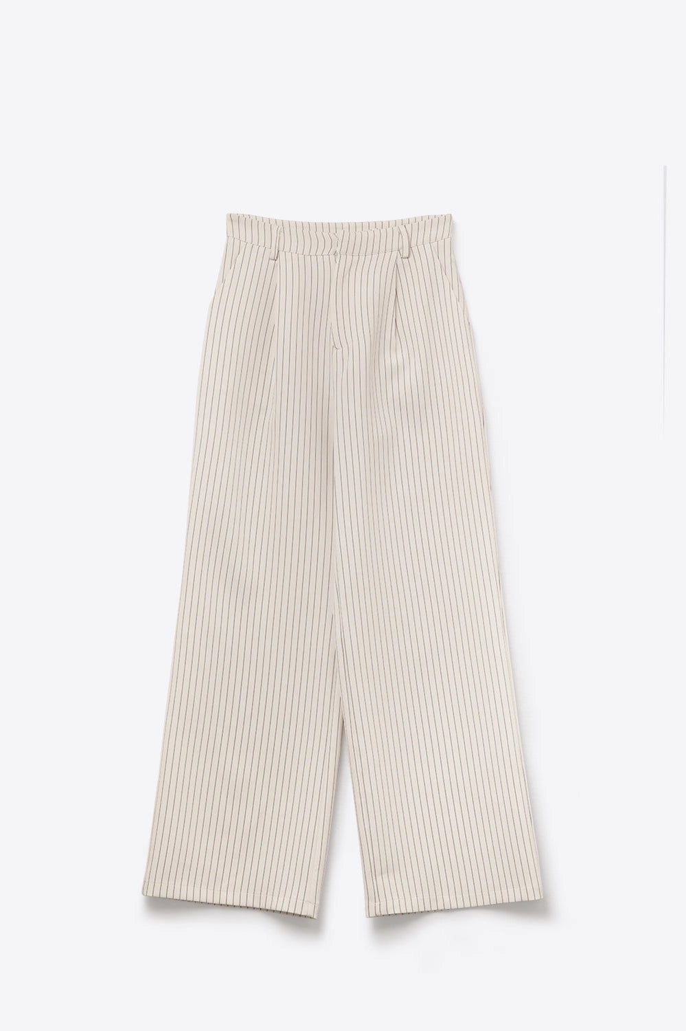 Chic Pinstripe Cream Wide-Leg Pants with Lined Fit