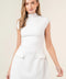 Chic Retro Vintage Mock Neck Cap Sleeve Mini DRESS-Dress-Fore Collection-S-OFF WHITE-Urbanheer