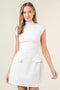 Chic Retro Vintage Mock Neck Cap Sleeve Mini DRESS-Dress-Fore Collection-S-OFF WHITE-Urbanheer