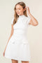 Chic Retro Vintage Mock Neck Cap Sleeve Mini DRESS-Dress-Fore Collection-S-OFF WHITE-Urbanheer