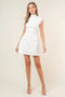 Chic Retro Vintage Mock Neck Cap Sleeve Mini DRESS-Dress-Fore Collection-S-OFF WHITE-Urbanheer