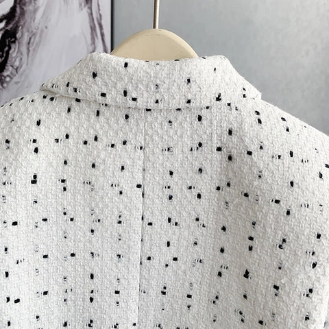 Chic Tweed Plaid Blazer For Sophisticated Style-Blazer-Productseeker-XS-White-Urbanheer