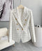 Chic Tweed Plaid Blazer For Sophisticated Style-Blazer-Productseeker-XS-White-Urbanheer
