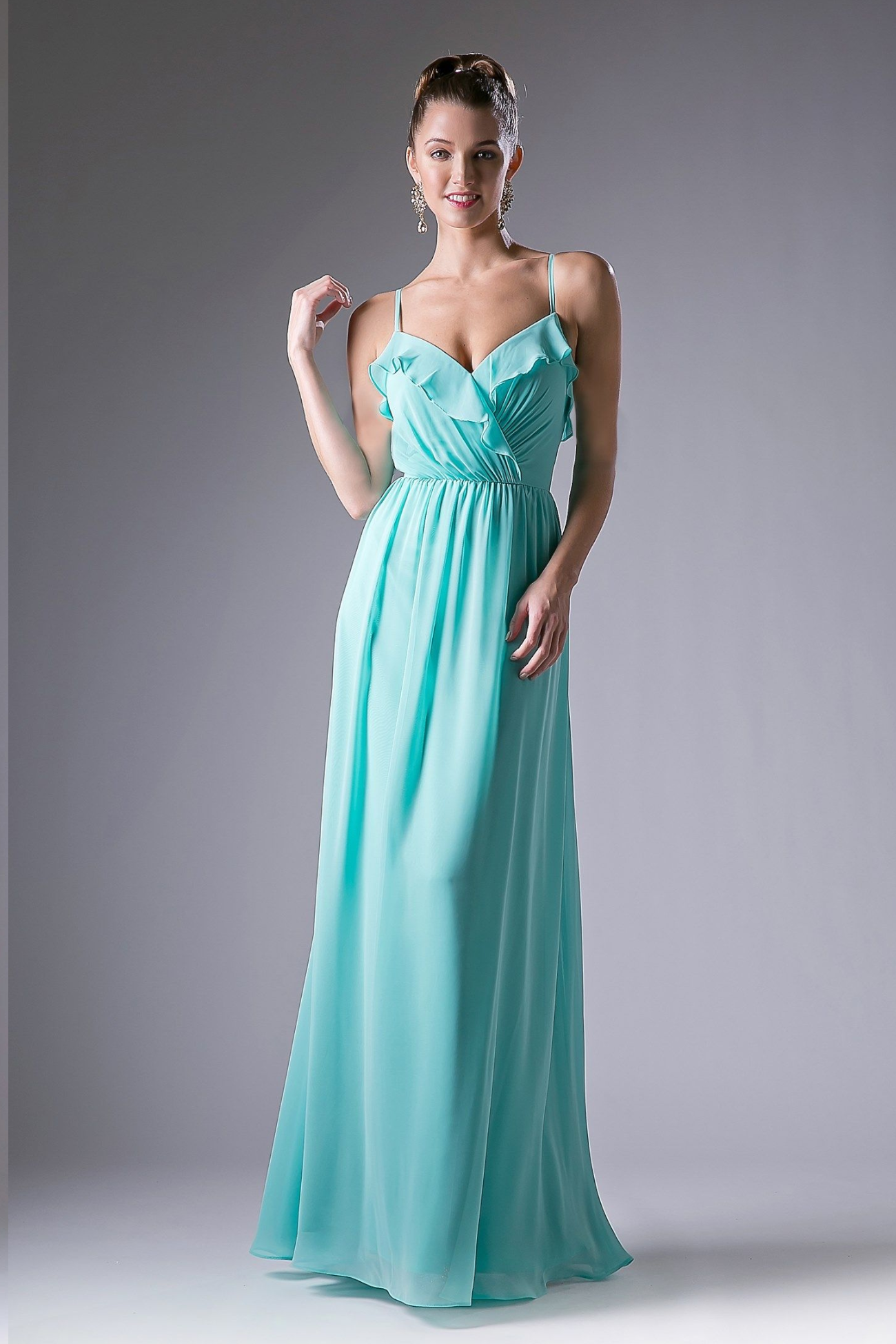 Chiffon Long Empire Waist Dress-Evening-Tux-USA-XS-Mint-Urbanheer