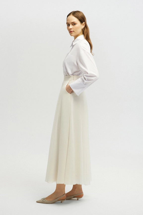 Chiffon Skirt-Skirt-Touché-36-Cream-Urbanheer