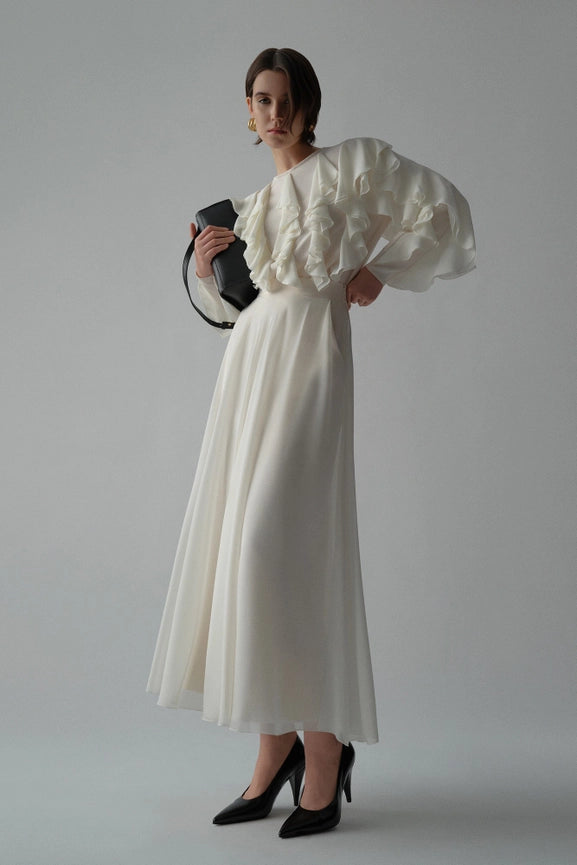 Chiffon Skirt-Skirt-Touché-36-Cream-Urbanheer