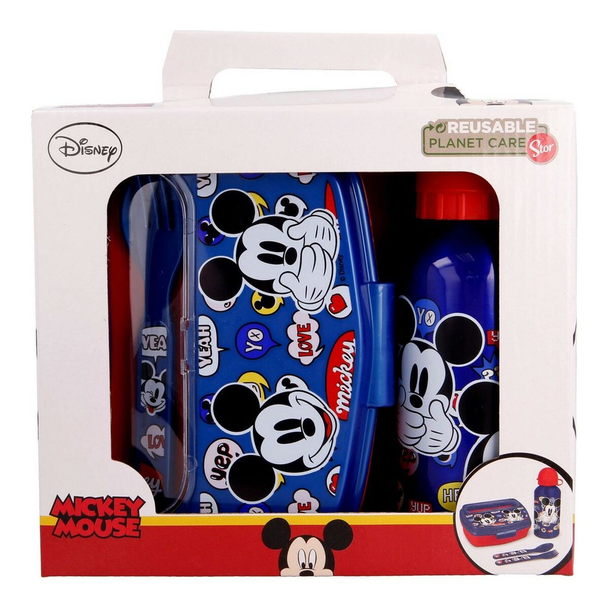 Children’s Dinner Set Mickey Mouse Happy smiles 21 x 18 x 7 cm Red Blue-Office and stationery, School and educational materials-Mickey Mouse-Urbanheer