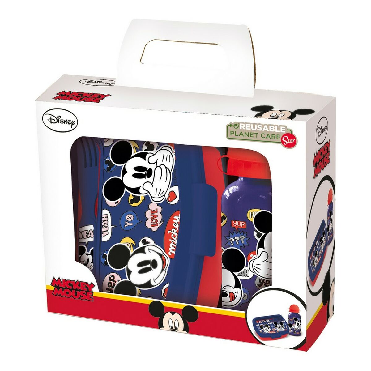 Children’s Dinner Set Mickey Mouse Happy smiles 21 x 18 x 7 cm Red Blue-Office and stationery, School and educational materials-Mickey Mouse-Urbanheer