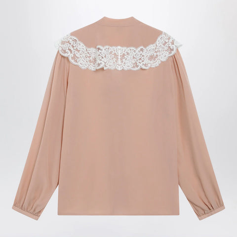 Chloé Biscuit pink silk and lace shirt