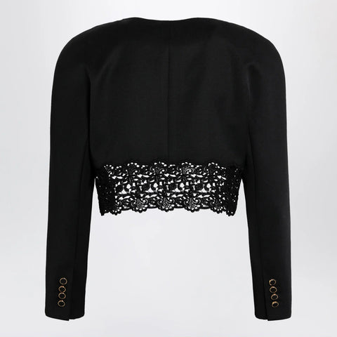 Chloé Black cropped jacket with openwork trim
