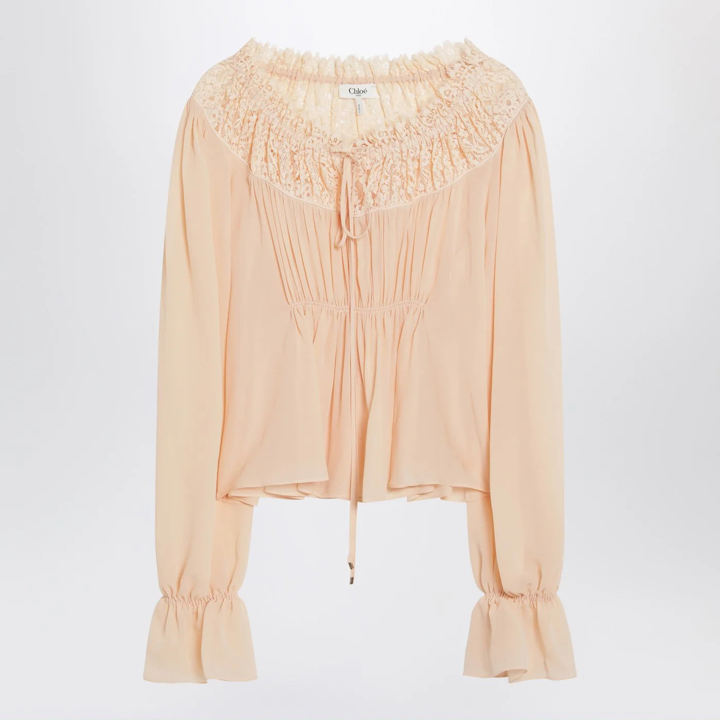 Chloé Blouse with tie in pink silk georgette