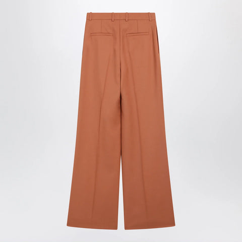 Chloé Burnt brown flared wool trousers
