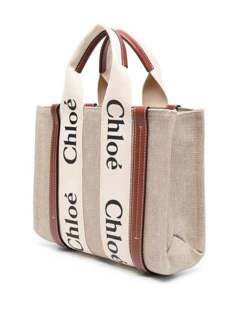 Chloé ChloÃ© Woody Small Linen Tote Bag