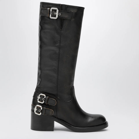 Chloé Dakota knee-high biker boots in black leather