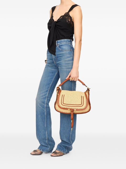 Chloé Marcie small rafia shoulder bag