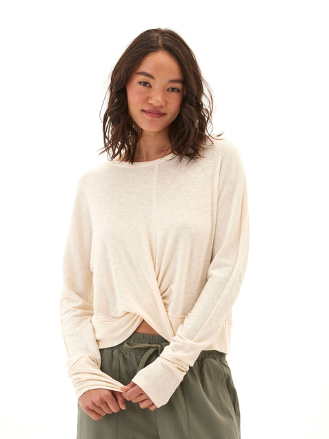 Chloe Textured Jersey Twist Dolman Top