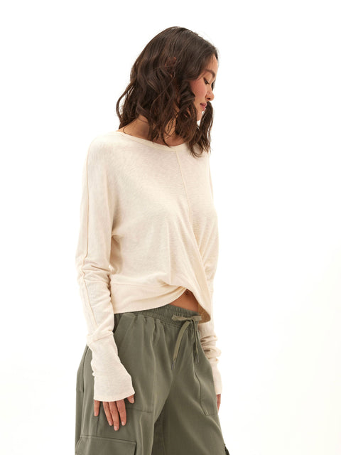 Chloe Textured Jersey Twist Dolman Top