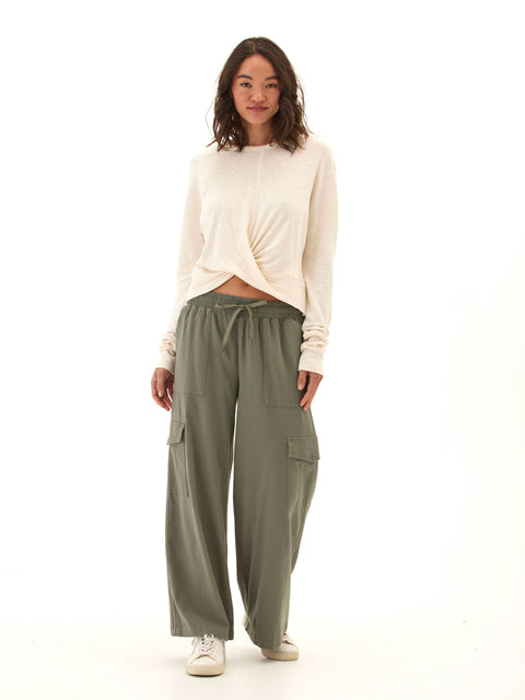 Chloe Textured Jersey Twist Dolman Top