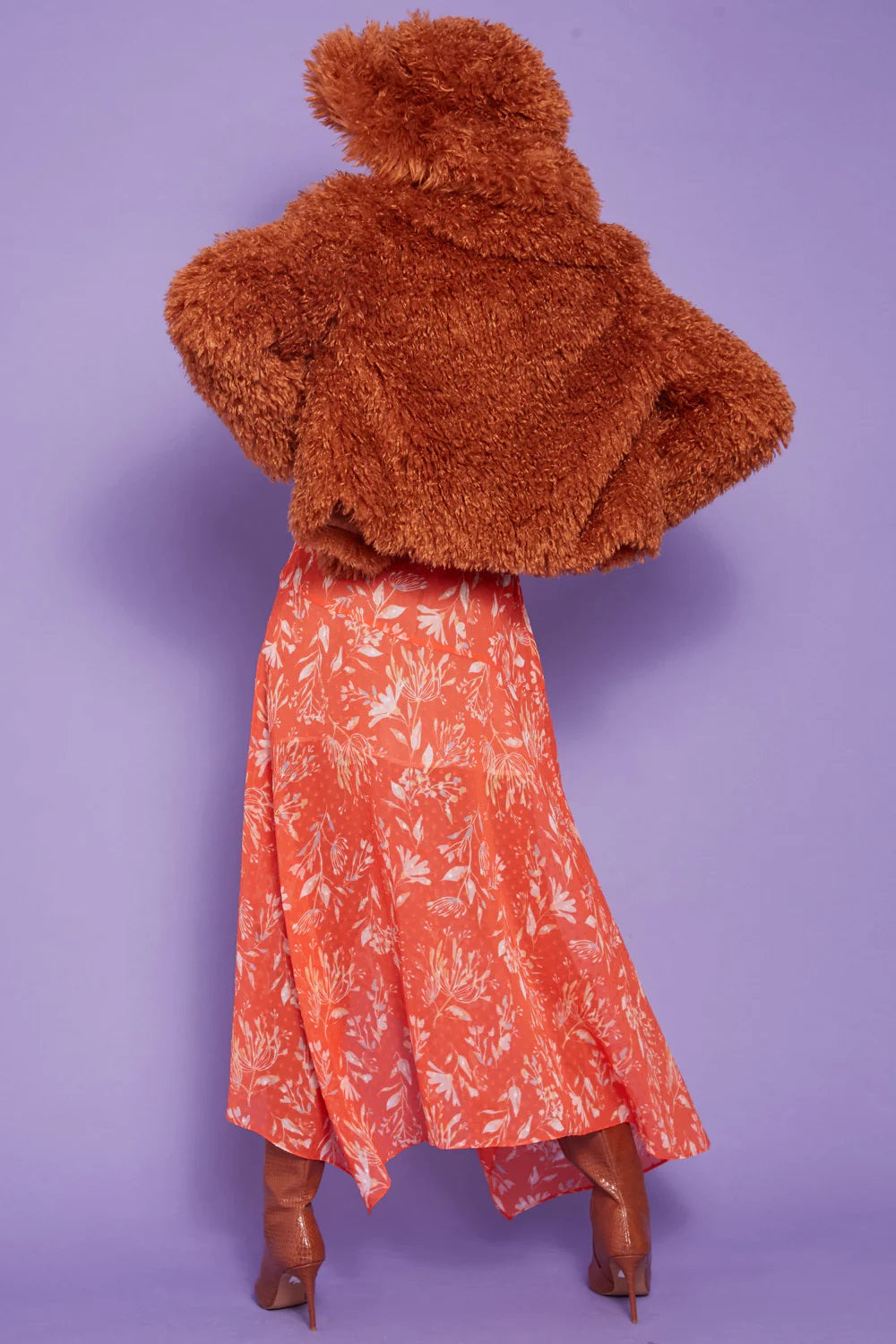 Chocolate Bamboo Lyocell Knitted Vegan Faux Shearling Jacket-Faux Fur Coats-Buy Me Fur Ltd-S-M-Chocolate-Faux Fur-Urbanheer