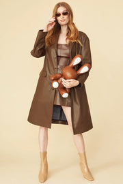 Chocolate Eco Leather Trench Coat-Faux Leather Coats-Buy Me Fur Ltd-S-M-Chocolate-Faux Leather-Urbanheer
