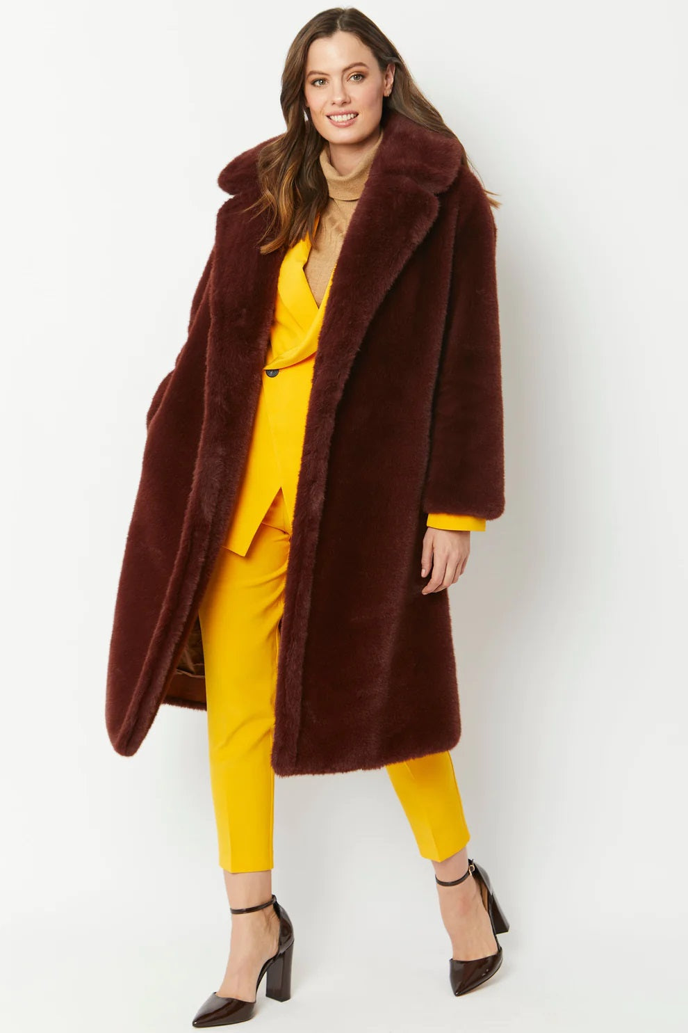 Chocolate Faux Fur Coat-Faux Fur Coats-Buy Me Fur Ltd-One Size-Chocolate-Faux Fur-Urbanheer
