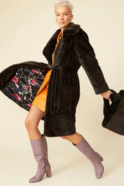 Chocolate Faux Fur Maxi Coat-Faux Fur Coats-Buy Me Fur Ltd-L-XL-Mocha / Black-Faux Fur-Urbanheer