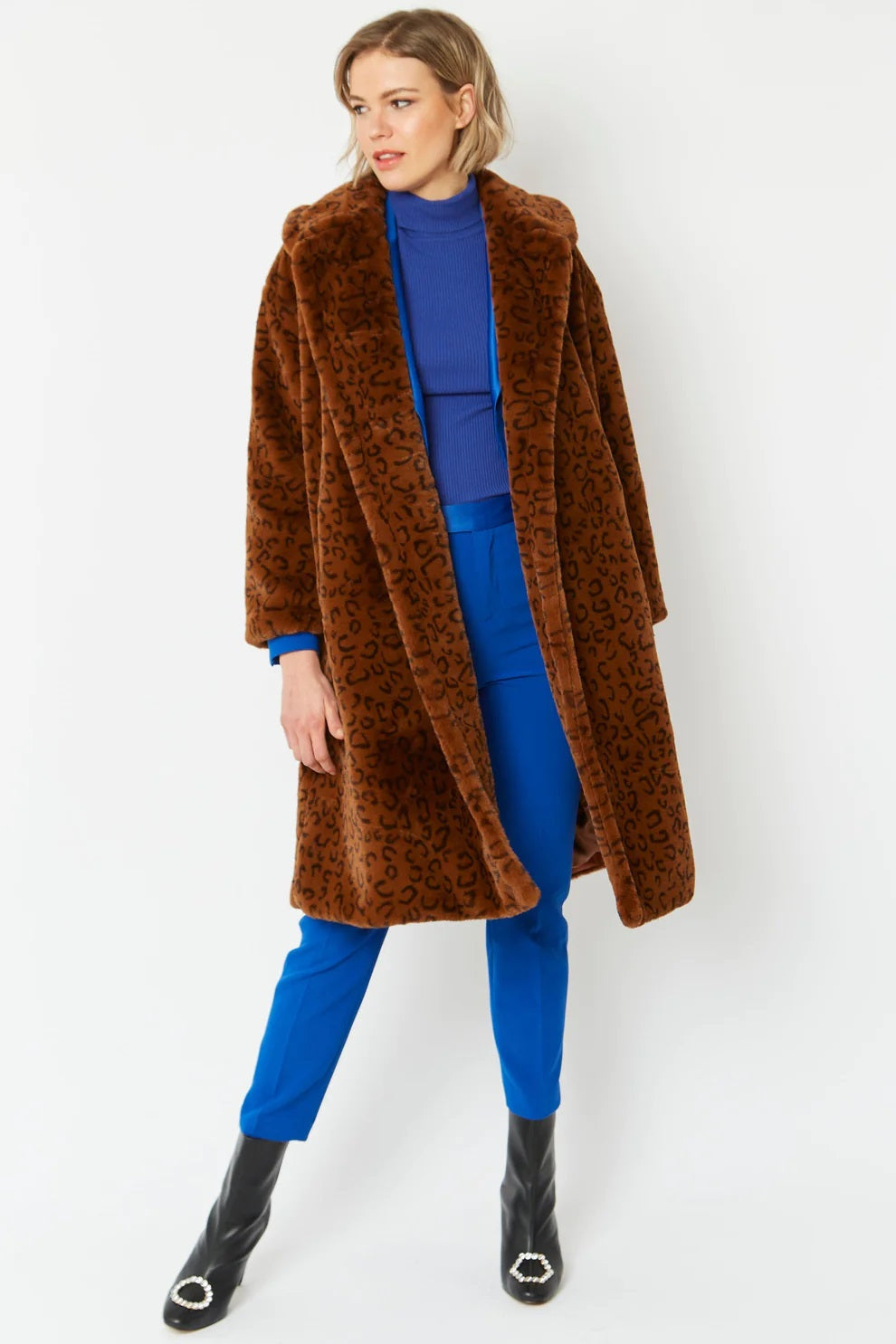 Chocolate Faux Fur Midi Shaved Shearling Coat-Faux Fur Coats-Buy Me Fur Ltd-S-M-Chocolate-Faux Fur-Urbanheer