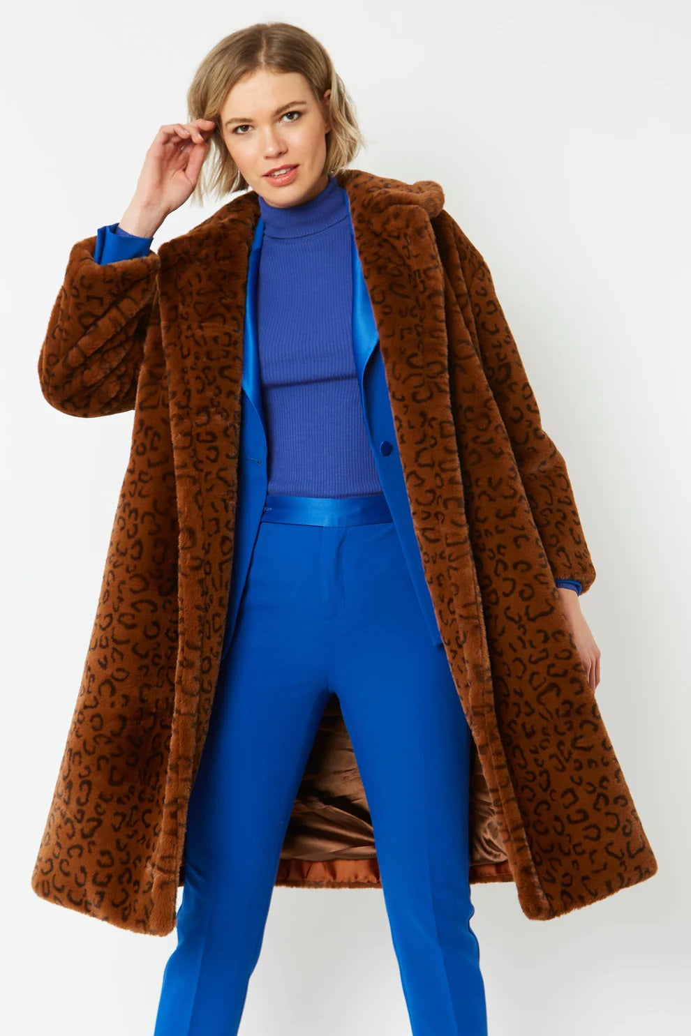 Chocolate Faux Fur Midi Shaved Shearling Coat-Faux Fur Coats-Buy Me Fur Ltd-S-M-Chocolate-Faux Fur-Urbanheer