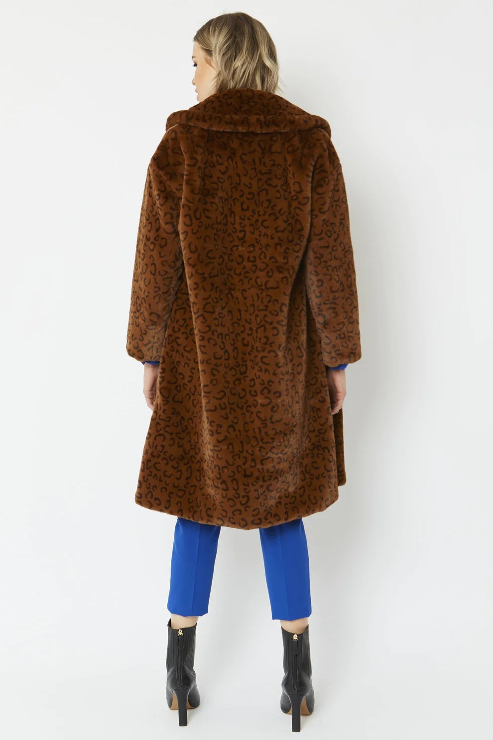 Chocolate Faux Fur Midi Shaved Shearling Coat-Faux Fur Coats-Buy Me Fur Ltd-S-M-Chocolate-Faux Fur-Urbanheer