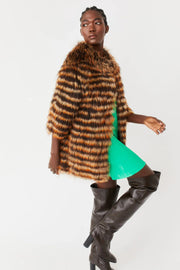 Chocolate Fox and Coney Fur Coat-Coney - Fox Fur Coat-Buy Me Fur Ltd-One Size-Chocolate-Genuine Coney & Fox Fur-Urbanheer