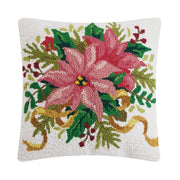 Christmas Poinsettia Hook Pillow-Pillow-Peking Handicraft-16 x 16 x 1.7 in (40.6 x 40.6 x 4.3 cm)-Urbanheer