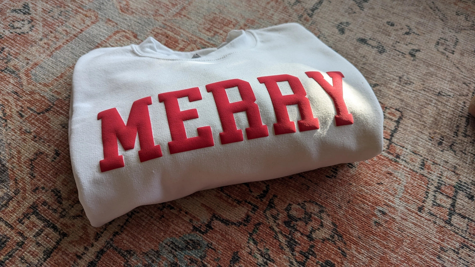 Christmas Sweatshirt Merry Holiday Crewneck Sweater Puff-Sweatshirt-P E T I T R U E-S-White-Urbanheer