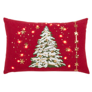 Christmas Tree Throw Pillow with Led Lights Red-Pillow-Saro Lifestyle-20 x 13 x 2.5 in (50.8 x 33 x 6.4 cm)-Red-Cover Only-Urbanheer