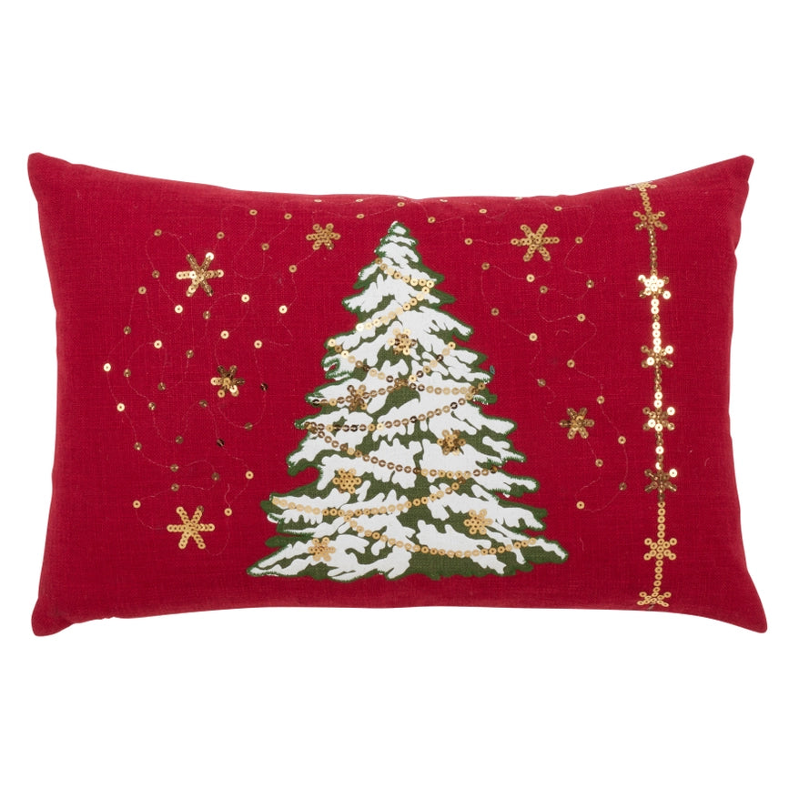 Christmas Tree Throw Pillow with Led Lights Red-Pillow-Saro Lifestyle-20 x 13 x 2.5 in (50.8 x 33 x 6.4 cm)-Red-Cover Only-Urbanheer