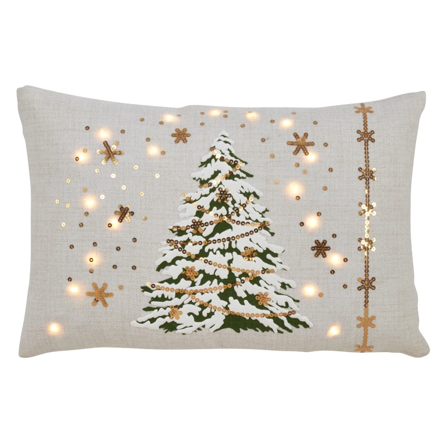 Christmas Tree Throw Pillow with Led Lights White-Pillow-Saro Lifestyle-20 x 13 x 2.5 in (50.8 x 33 x 6.4 cm)-White-Cover Only-Urbanheer
