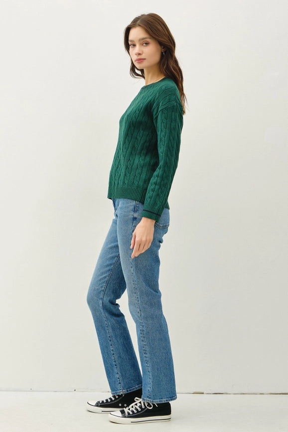 Chunky Cable Knit Pullover Sweater HUNTER-Sweater-Peace Love Line-S-HUNTER-Urbanheer